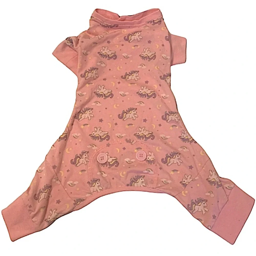 Pet Dog Pre-Owned Pink Dog Unicorn Jumpsuit Size Medium.